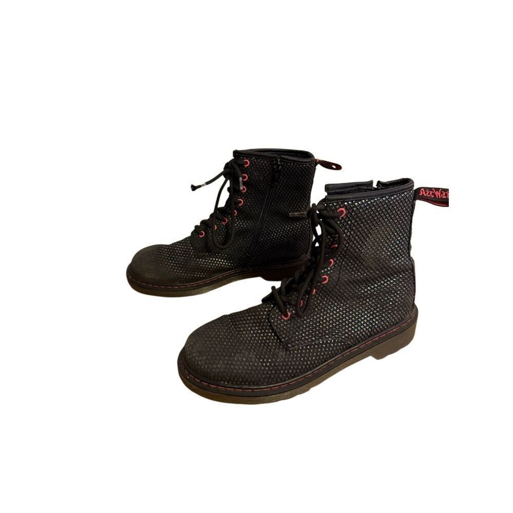 Dr. Martens Delaney Lace Up Black Red Boots Size 5 Men’s Size 6 Women’s